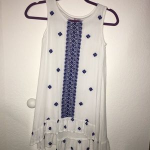 WHITE DRESS WITH BLUE EMBROIDERY 💙